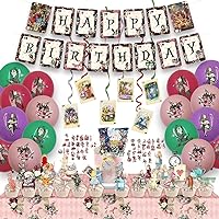 Birthday Party Decorations - Alice in Wonderland Party Decorations 103pcs, Vintage Alice Theme included Birthday Banner Tablecloth Cake Toppers Balloons Swirls Decor Stickers for Kids Party