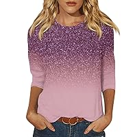 Blusas Casuales De Mujer, 3/4 Sleeve Shirts for Women Print Graphic Tees Blouses Casual Plus Size Basic Tops Pullover