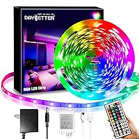 DAYBETTER SMD 5050 Remote Control Led Strip Lights 20ft, RGB Color Changing Led Strip with Remote Control for Room, Bedroom, Suitable for Easter Decor, Living Room, Kitchen, Home Party Decoration, 12V