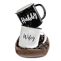 MAINEVENT Husband Wife Coffee Mug Set, 11 oz, Ceramic, General Use Cup, Mr and Mrs Mugs, Wedding Gift