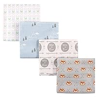 Luvable Friends 4 Piece Flannel Receiving Blanket, Wild and Free, One Size