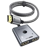 HDMI Switch 2 in 1 Out 4K@60Hz, WARRKY 【3.3ft Fixed Braided HDMI Cable, Aluminum Case, 2K@144Hz, HDCP 2.2】 Bidirectional 2x1 Switcher Splitter UHD Compatible for PS5/4, Xbox, Roku, FireStick, Switch