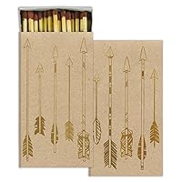 MY SWANKY HOME Gold Arrows Retro Matches | 10 Boxes Natural Brown