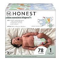 The Honest Company Clean Conscious Diapers | Plant-Based, Sustainable | Spring '24 Limited Edition Prints | Club Box, Size 1 (8-14 lbs), 78 Count