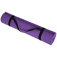 Yoga Mat - Double Sided Comfort Foam - Durable Exercise Mat for Fitness, Pilates and Workout with Carrying Strap by Wakeman Fitness