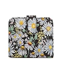 Vera Bradley Cotton Finley Small Wallet with RFID Protection, Daisies White