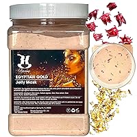 24k GOLD JELLY MASK W/EGYPTIAN ROSE PETALS for Facials Professional: Peel Off Hydro Jelly Mask Powder: Hydrating, Brightening Jelly Face Masks | DIY SPA Rubber Mask | Vajacial Jelly Mask Jar
