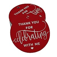 Real Silver Foil Thankyou for Celebrating with Me Birthday Tag Favor Hang Paper Tag 100 Piece