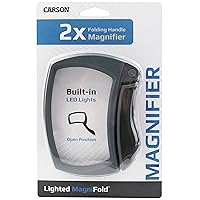 Carson LED Lighted Magnifold 2x Power Rectangular Magnifier For Reading, Inspection, Low Vision, Hobby and Crafts (MJ-50)