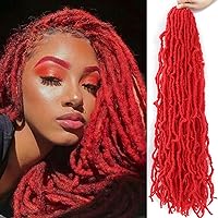 Faux Locs Crochet Hair Red Soft Locs 30 Inch 7 Packs Crochet Locs Natural Long Locs Crochet Hair For Women Synthetic Pre looped Crochet Braids (30 Inch (Pack of 7), Red)