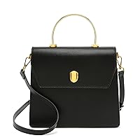 Scarleton Gold Top Handle Satchel Handbag for Women, Crossbody Shoulder Bag, Faux Leather, Solid, Adult