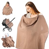 Nursing Cover for Baby Breastfeeding, Muslin Breathable Breast Feeding Cover Essentials with Rigid Hoop for Hands-Free View, Multi-use Adjustable Privacy Nursing Apron Cover for Mom Women