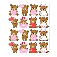 15Pcs Valentine's Day Gift Wrapping Stickers Valentines Bear Gift Tags Stickers Decoration, Valentines Name Writable Labels Decals Party Supplies Package Envelope Seals Cards Decoration