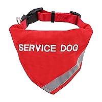 Service Dog Bandana - 12-16in Neck Girth Service Dog Gear Reflective Dog Bandana Handkerchief Bib - Small Embroidered Service Animal Scarf Collar in Bright Red