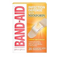 Band-Aid - 5570 Brand Bandages with Neosporin Antibiotic Ointment, Assorted Sizes, 20 ct