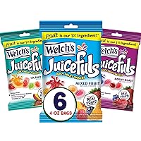 Welch's Juicefuls Juicy Fruit Snacks, Mixed Fruit, Berry Blast & Island Splash Fruit Gushers Variety Pack, Gluten Free, 4 oz Sharing Size Bags (Pack of 6)