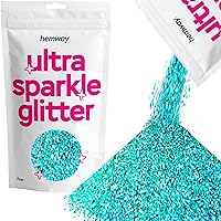 Hemway Premium Ultra Sparkle Glitter Multi Purpose Metallic Flake for Arts Crafts Nails Cosmetics Resin Festival Face Hair - Turquoise Blue Holographic - Fine (1/64