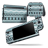 Compatible with Nintendo Switch Joy-Con Only - Skin Decal Protective Scratch-Resistant Removable Vinyl Wrap Cover - Vector Blue & Black Aztec Pattern V2