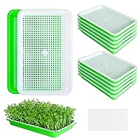 10Pcs Seed Sprouter Tray with Drain Holes - BPA Free Seed Garden Plant Germination Propagation Trays, Soil-Free Wheatgrass Tray Sprouter Microgreens Growing Kit with Germinating Paper