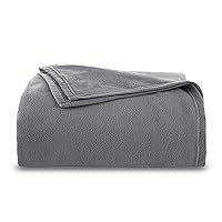 Vellux Fleece Blanket Queen Size - Fleece Bed Blanket - All Season Warmth Lightweight Super Soft Throw Blanket - Plush Blanket for Bed or Couch (90 x 90 Inches, Grey)