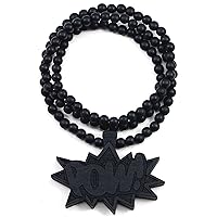 POW Good Wood Black Wood Replica Pendant with 36 Inch Necklace