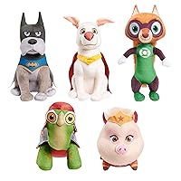 DC SUPER-PETS Small Plush 5-Piece Set Stuffed Animals, Ace, Krypto, Merton, PB, and Chip