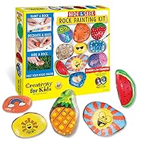 Hide and Seek Rock Painting Kit - Arts and Crafts for Kids Ages 6-8+, Gifts for Kids, Craft Kit with 10 Rocks and Waterproof Paint, Small