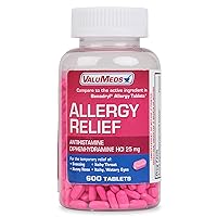 Allergy Medicine Antihistamine, Diphenhydramine HCl 25 mg | Children and Adults | Relieve Itchy Eyes, Runny Nose, Sneezing (25 mg, 600)