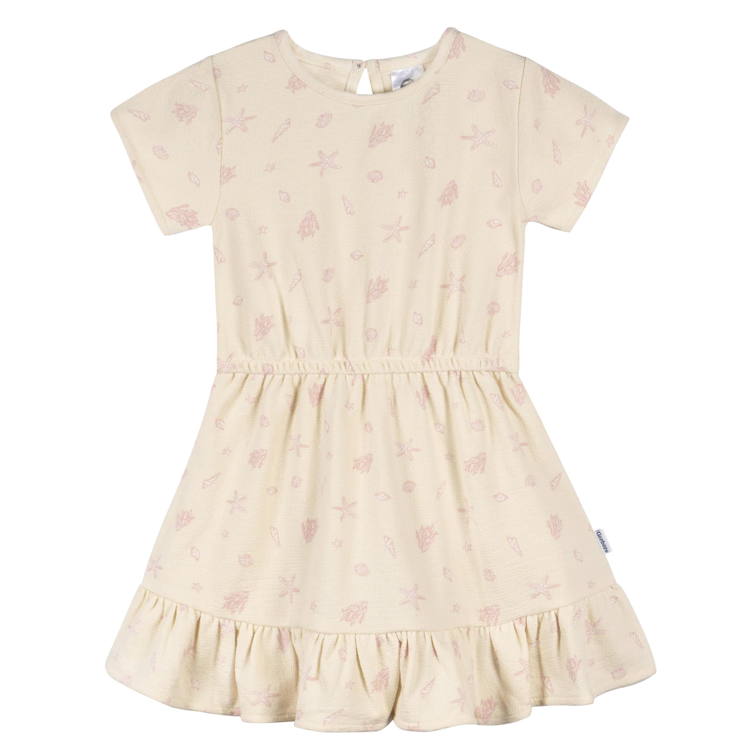 Gerber Girls' Toddler Short-Sleeve Dress, Seashells