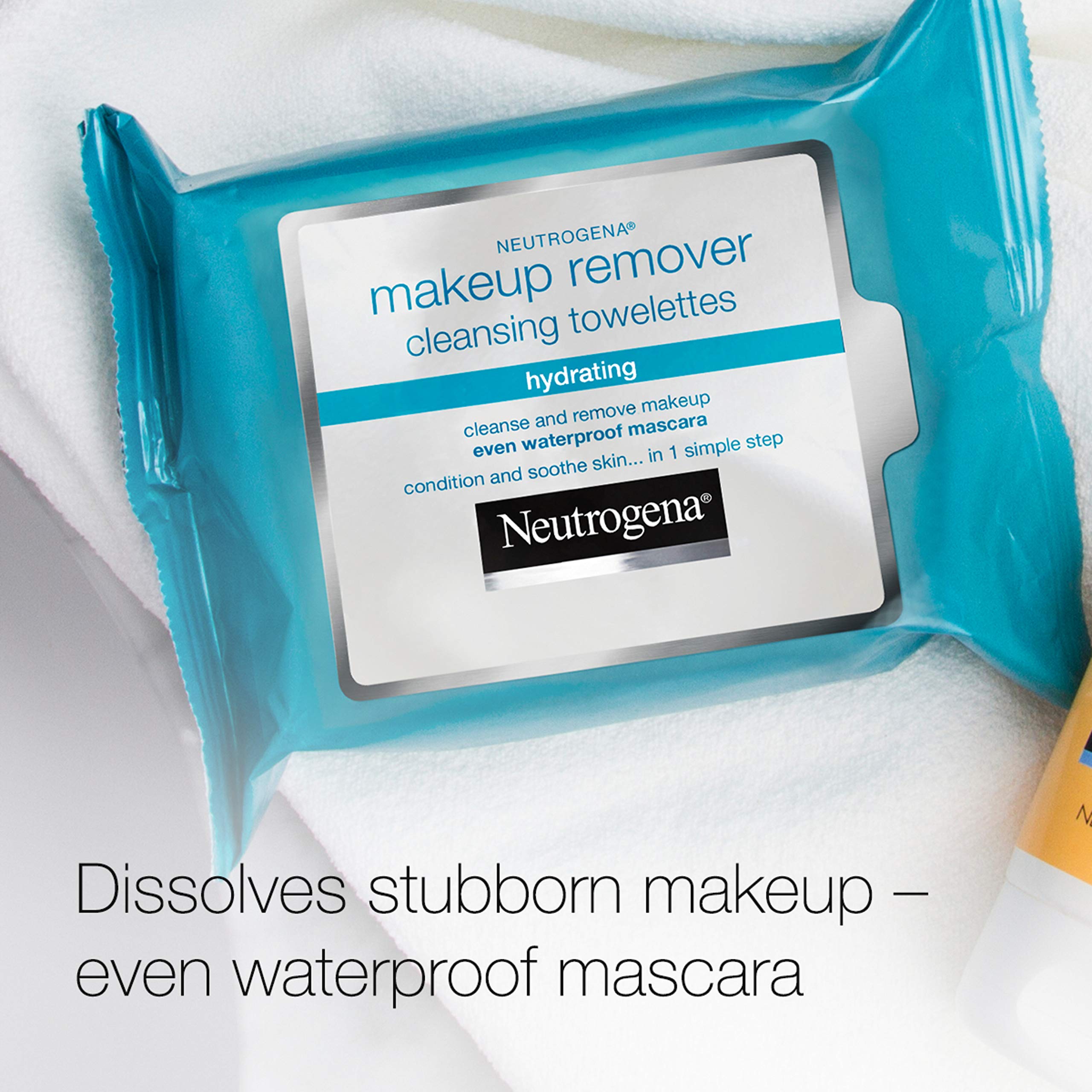 Neutrogena Hydrating Makeup Remover Face Wipes, Pre-Moistening Facial Cleansing Towelettes to Condition Skin & Remove Dirt, Oil, Makeup & Waterproof Mascara, Alcohol-Free, Value Pack 25 ct