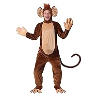Adult Funky Monkey Bodysuit Unisex, Funny Jungle Animal Halloween Costume, Brown Monkey Suit for Men and Women