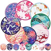 24 Pcs Foldable Fan Japanese Foldable Fan Style Summer Flower Handheld Round Folding Fan for Women Girls Daily Use Festival Wedding Party Favors Decorations Portable, 8 Style