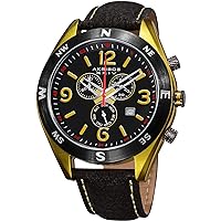 Akribos XXIV Men's AK582YG Conqueror Swiss Quartz Chronograph Leather Strap Watch