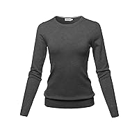 Women's Solid Basic Viscose Nylon Crew Neck Sweater Top