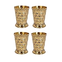BRASS COCKTAIL DRINKWARE MINT JULEP CUPS 12-OUNCE GOLD FINISH COCKTAIL TUMBLER FOR MOSCOW MULE OR KENTUCKY DERBY (Diamond, 4)
