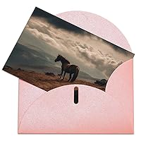 Greeting Cards with Envelopes Blank Greeting Card Horse Grazing on The Mountain Thank You Card Note Cards for Party Folding Blank Card for Birthday Blank Greeting Note Cards Invitations Card 8