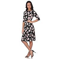 Rekucci Women's Flippy Fit N' Flare Dress with 3/4 Sleeves