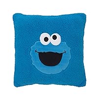 Sesame Street Cookie Monster Blue Super Soft Sherpa Toddler Pillow with Applique, Blue/White/Black