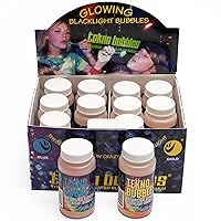 Tekno Bubbles - 12 Pack (6 Gold, 6 Blue) - 4oz Bottles, UV Blacklight Glow Bubbles, Glow Parties, Indoor & Outdoor, Kid Safe Non-Toxic