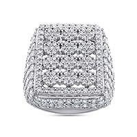 5 Carat Round Cut Lab Created Moissanite Diamond Men's Dome Cluster Anniversary Wedding Band Ring In 14K Gold Over Sterling Silver Jewelry Gift For Men (VVS1 Clarity, 5.00 Cttw)