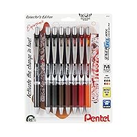 EnerGel RTX Retractable Liquid Gel Pen, Change Expressions Pack, 0.7mm, Metal Tip, Medium Line, Assorted Ink, Pack of 8 Pens (BL77XCHABP8M)