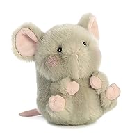 Aurora® Round Rolly Pet™ Frisk Mouse™ Stuffed Animal - Adorable Companions - On-The-Go Fun - Gray 5 Inches