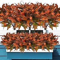 12Pcs Outdoor Artificial Plants UV Resistant Fake Tropical Flowers Plastic Morning Glory Plants Greenery Shrubs for Home Garden Patio Summer Fall Décor Red