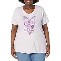 Just My Size Women's Size Plus Printed Short-Sleeve V-Neck T-Shirt Discontinued