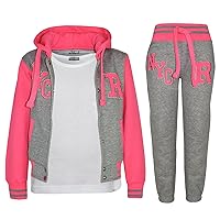 A2Z 4 Kids Girls Boys Baby Pink Baseball Tracksuit FOX Jacket & Trouser Sports Hoodie Bottom Joggers Age 2 3 4 5 6 7 8 9 10 11 12 13 Years