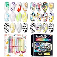 24 Colors Nail Art Pens Set - Quick Drying 3D Polish Pens with Fine Tip Nail Dotting Tools Acrylic Paint Pens for Nail Art Design - Perfect for Graffiti, Dotting, and Painting Manicure DIY