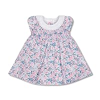Hope & Henry Layette Baby Girl Woven Short Sleeve Dress with Peter Pan Collar