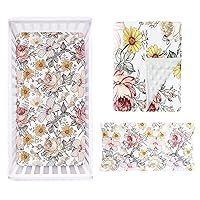 Floral Crib Sheet,Baby Blanket,Changing Pad Covers