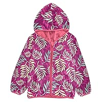 Baby Sherpa Jacket Valentine's Day Tropical Plant Leaves Purple Toddler Girls Winter Coat pink Baby Boy Clothes 3T