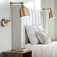 360 Lighting Mendes Modern Wall Lamps Set of 2 Brass Gold Metal Hardwired 5 3/4